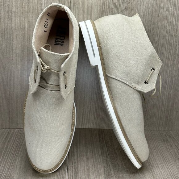 J.D. Fisk Boots Mens Size 10 Henri Desert Lace-Up Ankle Canvas Beige - Picture 7 of 12